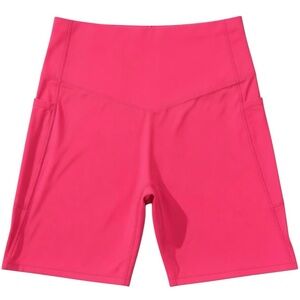 Halara Biker Shorts High Rise 7” Tummy Control Sculpt Pockets Pink M Barbiecore